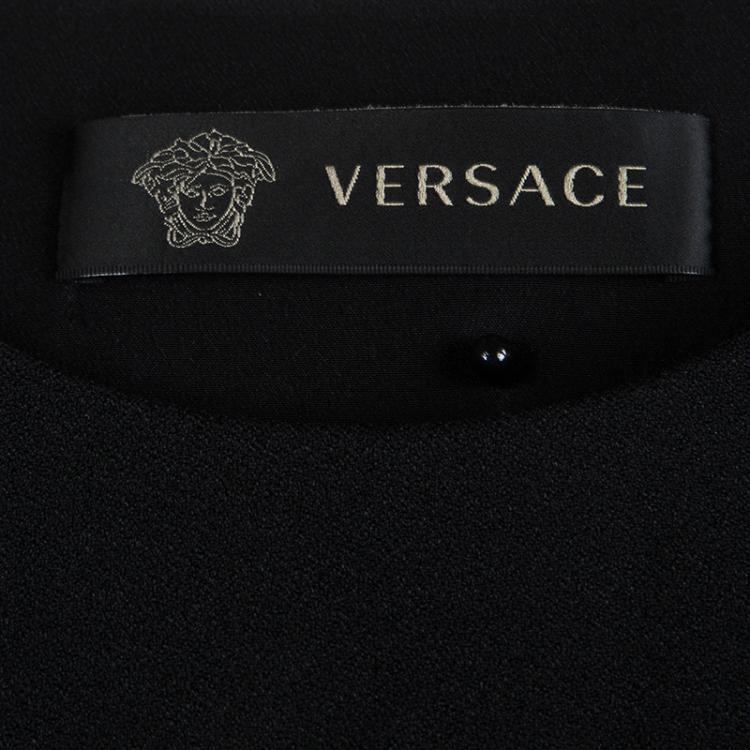 Pre Owned Versace Black Contrast Panel Detail Long Sleeve Flared  Bottom Maxi Dress M