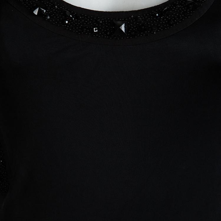Pre Owned Versace Black Embellished Cut Out Back Detail Gown M
