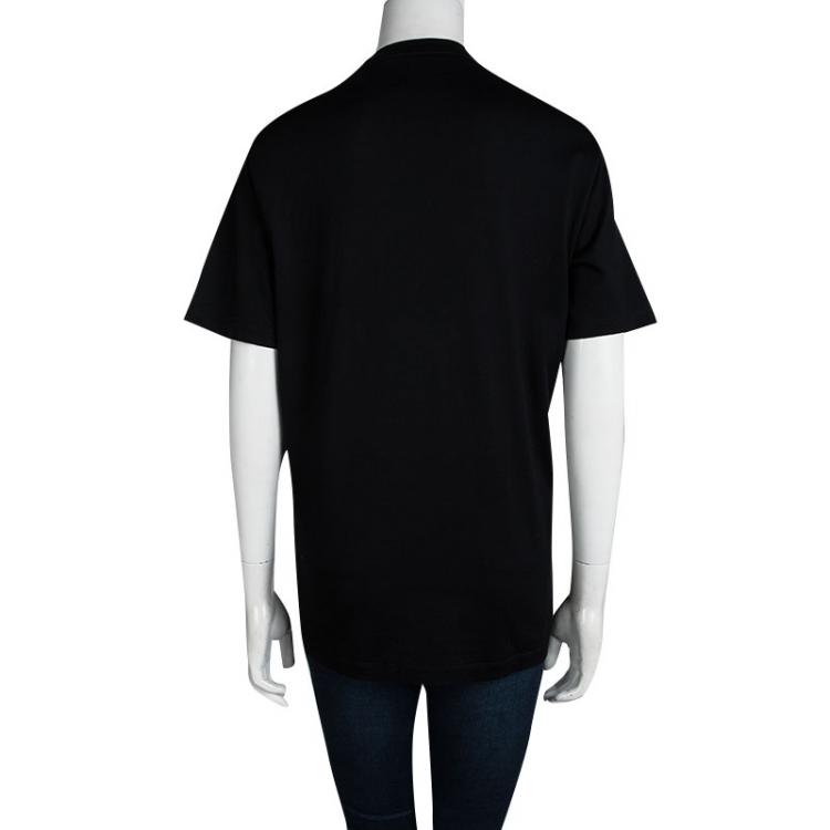 Pre Owned Versace Collection Black Medusa Logo Embroidered Short Sleeve T-Shirt L