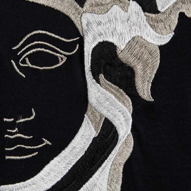 Pre Owned Versace Collection Black Medusa Logo Embroidered Short Sleeve T-Shirt L