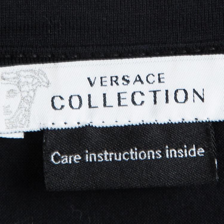 Pre Owned Versace Collection Black Medusa Logo Embroidered Short Sleeve T-Shirt L