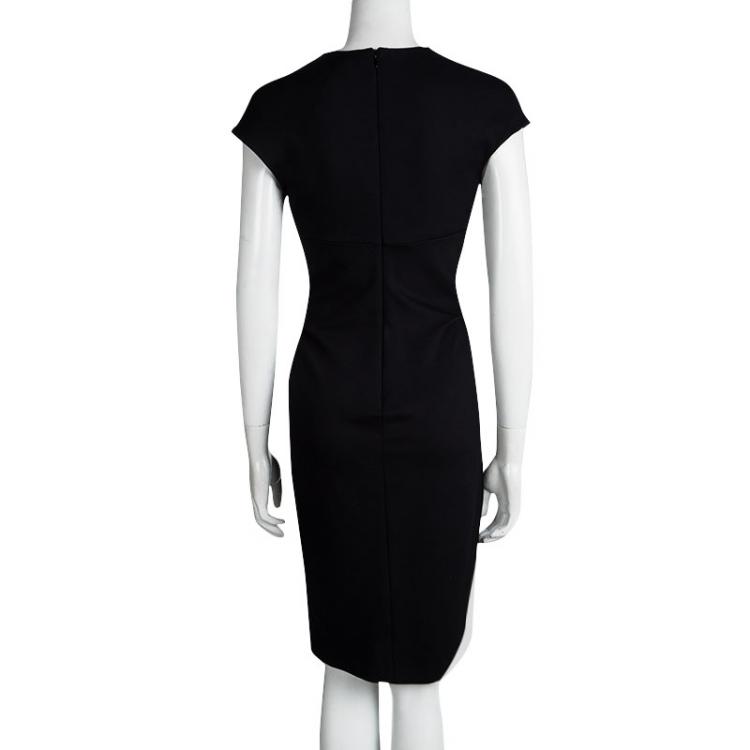 Pre Owned Versace Collection Black Logo Buckle Detail Abito Donna Jersey Dress M