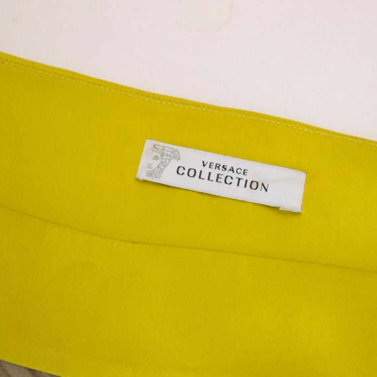 Pre Owned Versace Collection Yellow Printed Silk Tunic Dress M