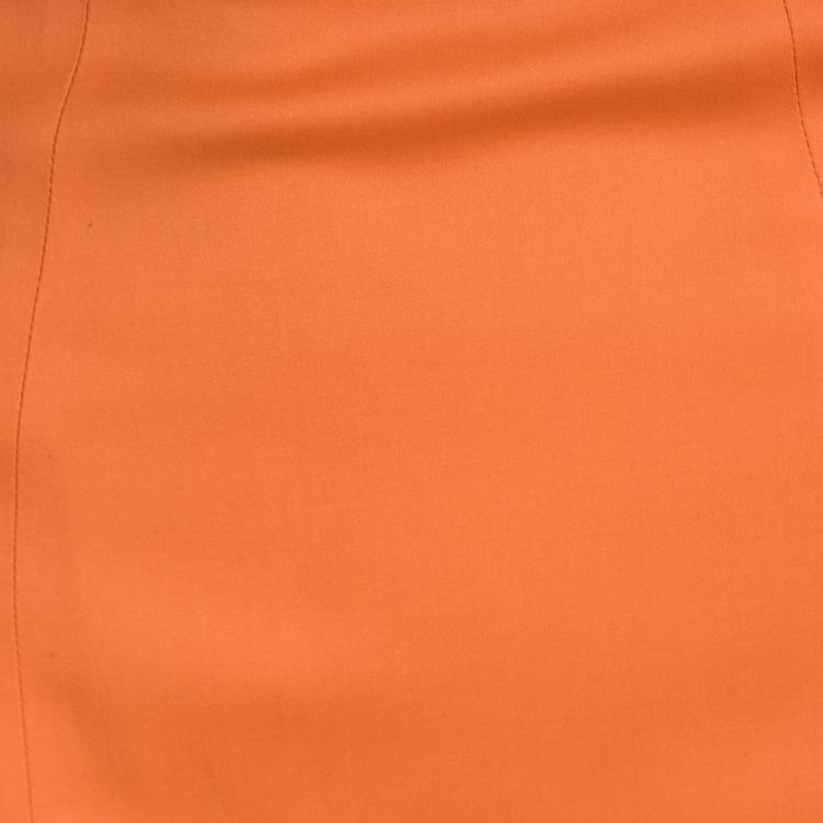 Pre Owned Versace Collection Orange High Waist Pencil Skirt S