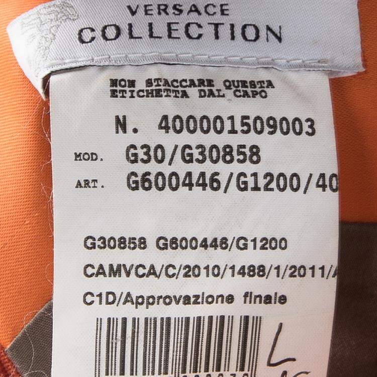 Pre Owned Versace Collection Orange High Waist Pencil Skirt S