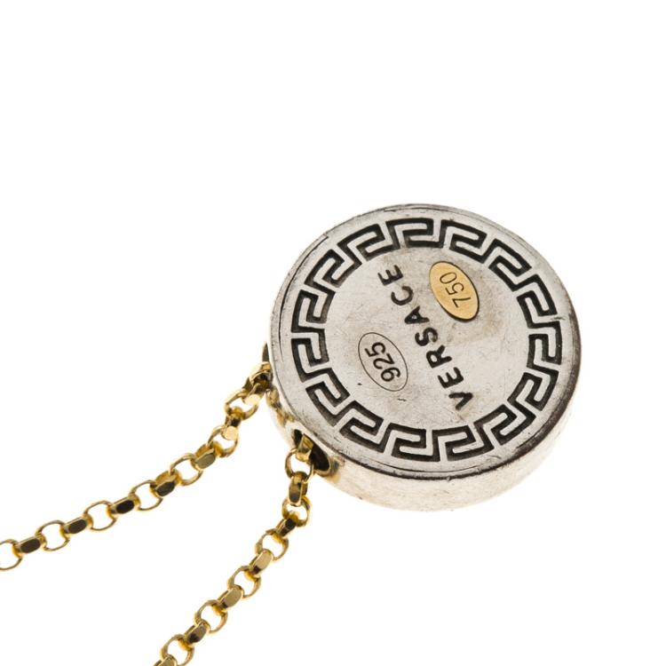 Pre Owned Versace Silver & 18k Gold Medusa Necklace