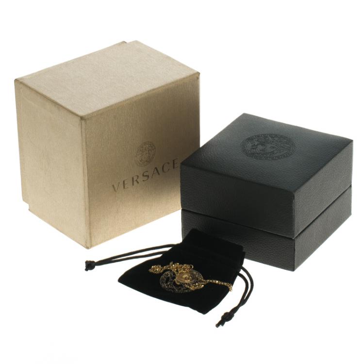 Pre Owned Versace Silver & 18k Gold Medusa Necklace