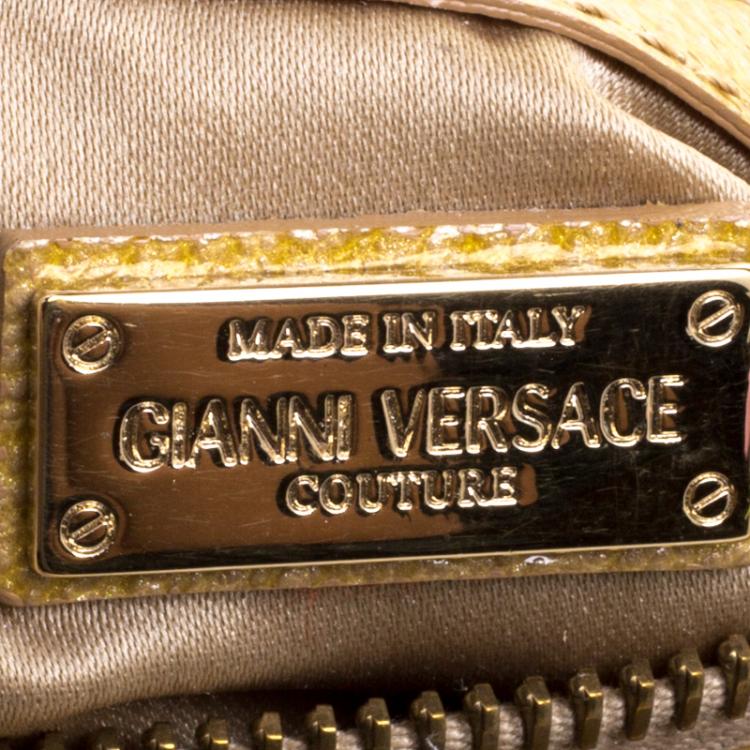 Pre Owned Versace Beige Calf Hair and Leather Small Snap Out Of It Satchel