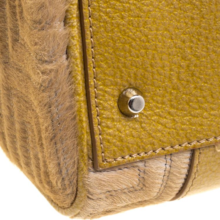 Pre Owned Versace Beige Calf Hair and Leather Small Snap Out Of It Satchel