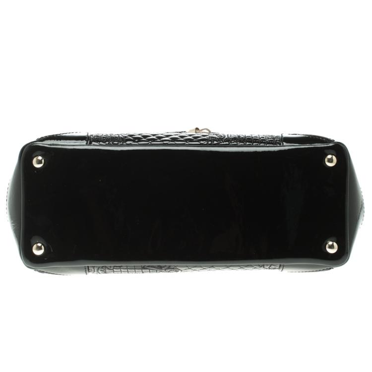 Pre Owned Versace Black Patent Leather Altea Top Handle Bag
