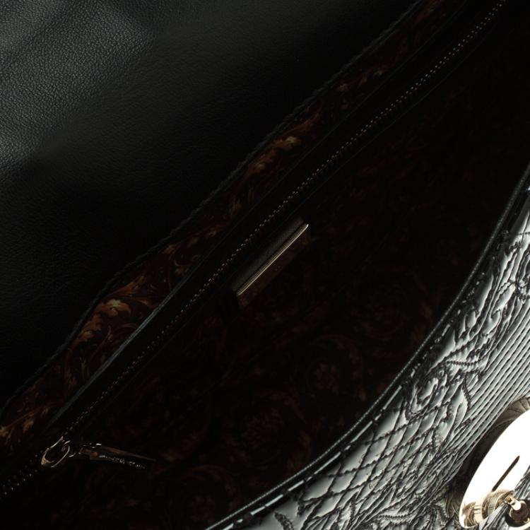 Pre Owned Versace Black Patent Leather Altea Top Handle Bag