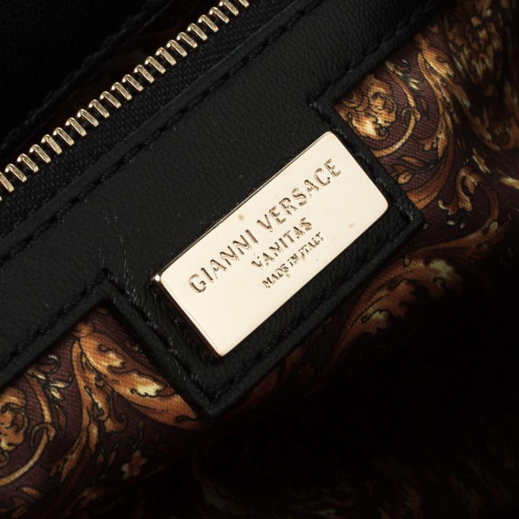 Pre Owned Versace Black Patent Leather Altea Top Handle Bag