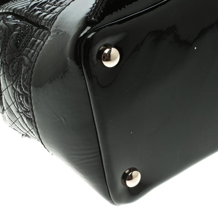 Pre Owned Versace Black Patent Leather Altea Top Handle Bag