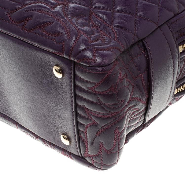Pre Owned Versace Purple Leather Demetra Vanitas Top Handle Bag