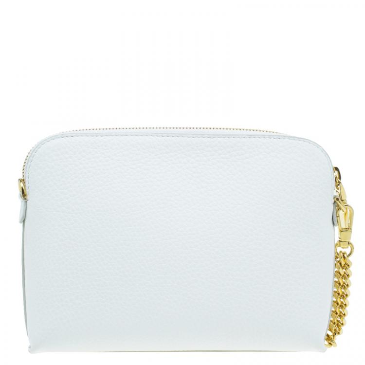 Pre Owned Versace White Leather Small Medusa Clutch