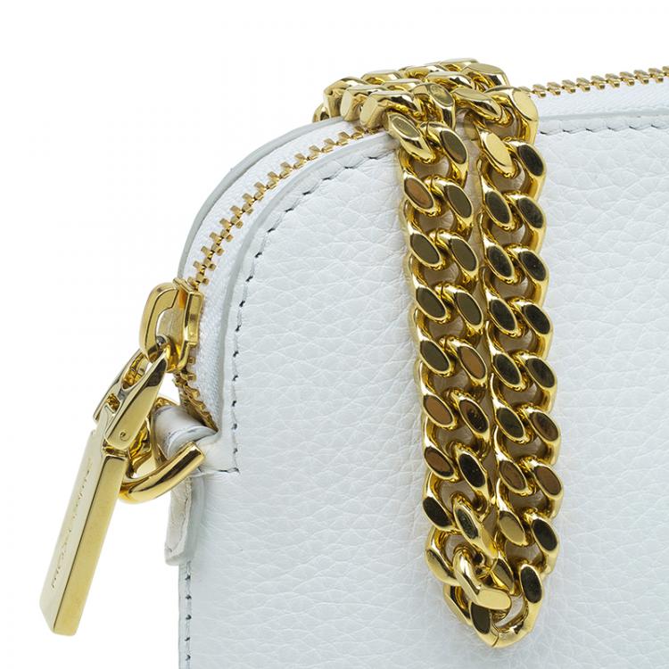 Pre Owned Versace White Leather Small Medusa Clutch
