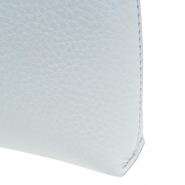 Pre Owned Versace White Leather Small Medusa Clutch