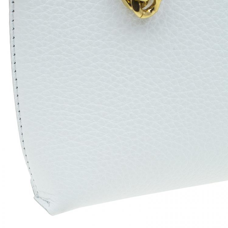 Pre Owned Versace White Leather Small Medusa Clutch
