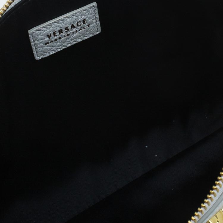 Pre Owned Versace White Leather Small Medusa Clutch