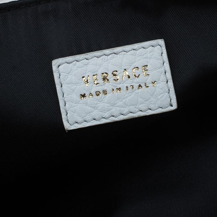 Pre Owned Versace White Leather Small Medusa Clutch