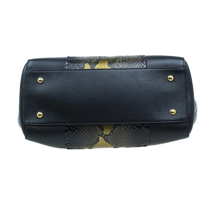Pre Owned Versace Black Python and Leather Large Signature Tote