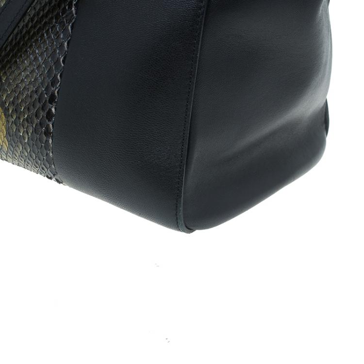 Pre Owned Versace Black Python and Leather Large Signature Tote