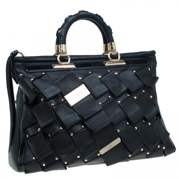 Pre Owned Versace Black Leather Vanitas Shopping Tote