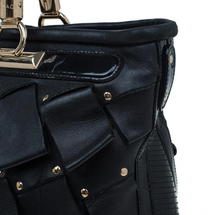 Pre Owned Versace Black Leather Vanitas Shopping Tote