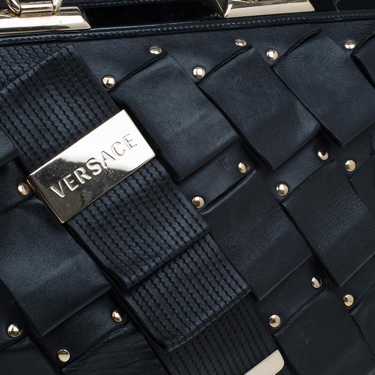 Pre Owned Versace Black Leather Vanitas Shopping Tote