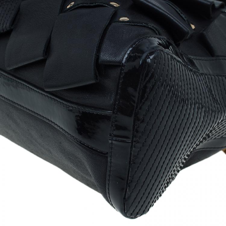 Pre Owned Versace Black Leather Vanitas Shopping Tote