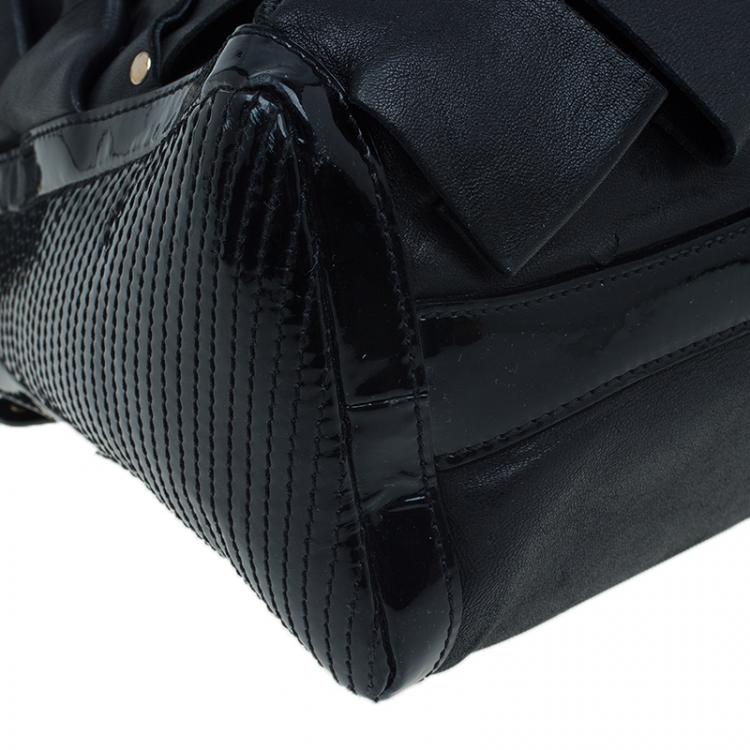 Pre Owned Versace Black Leather Vanitas Shopping Tote