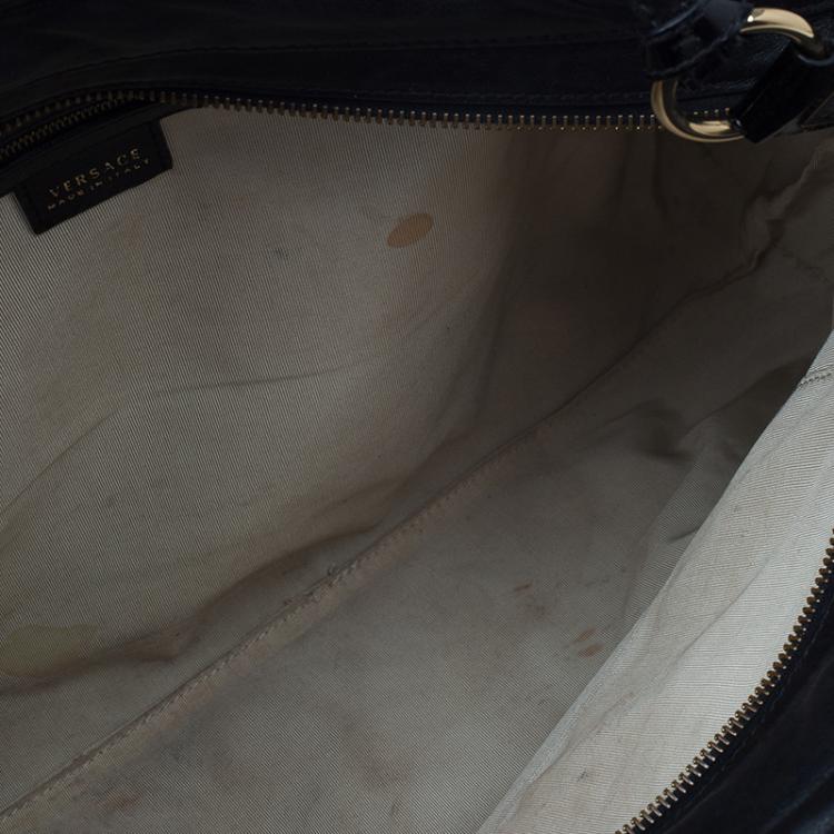 Pre Owned Versace Black Leather Vanitas Shopping Tote