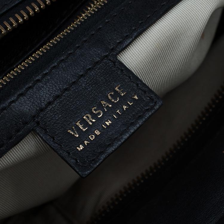 Pre Owned Versace Black Leather Vanitas Shopping Tote