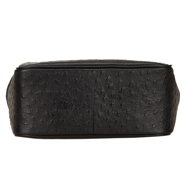 Pre Owned Versace Black Ostrich Leather Tote