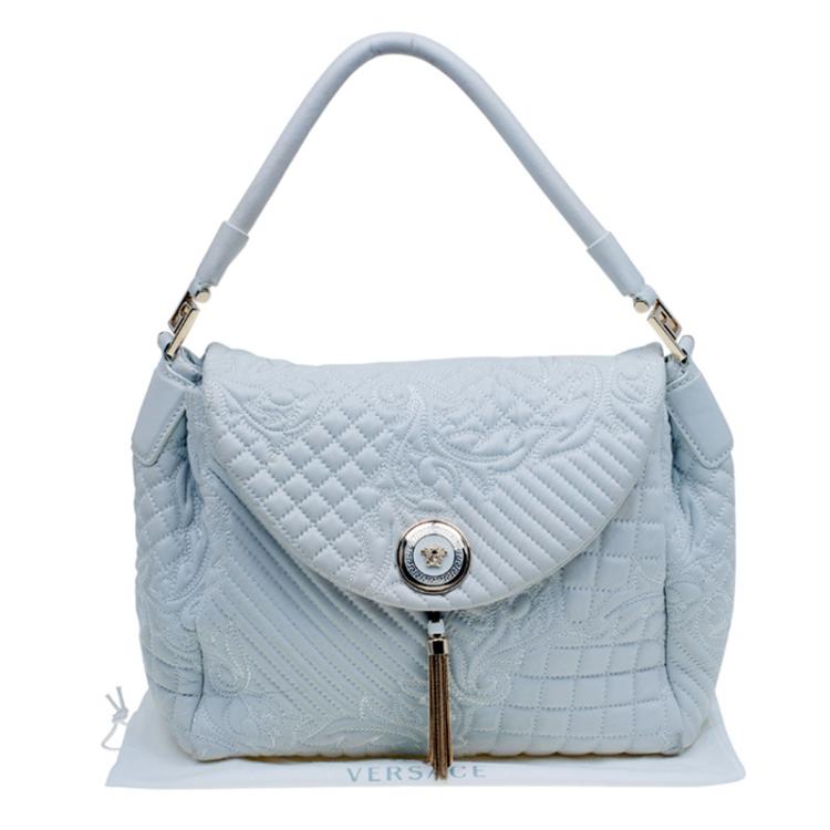 Pre Owned Versace Off White Leather Talia Vanitas Shoulder Bag