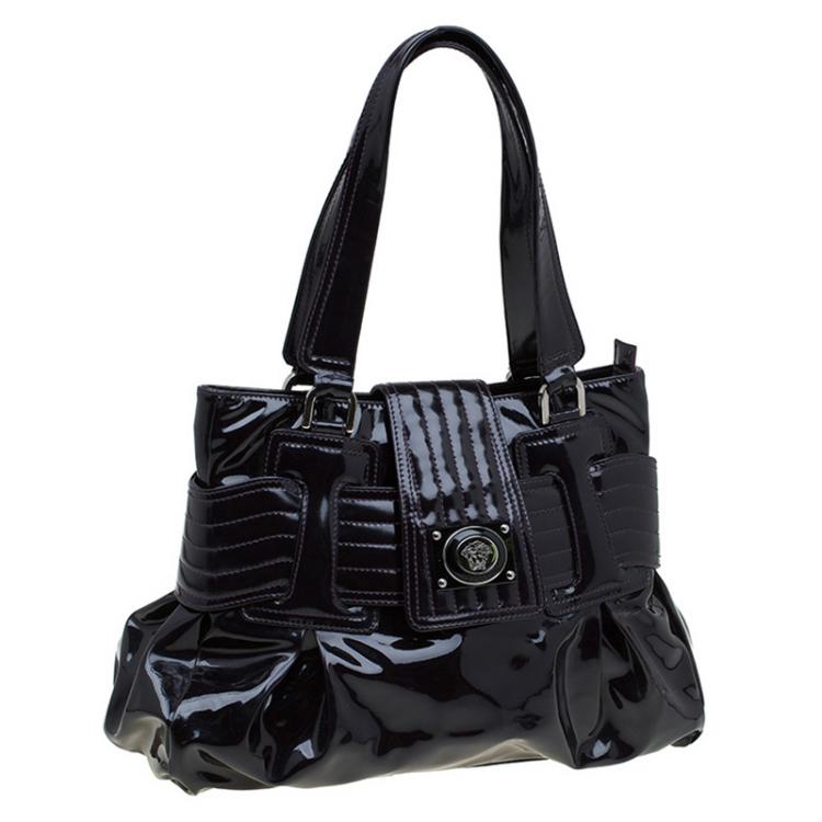 Pre Owned Versace Purple Patent Leather Vanite Tote