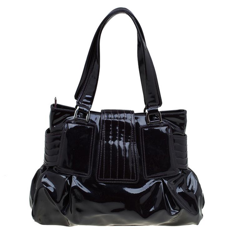 Pre Owned Versace Purple Patent Leather Vanite Tote