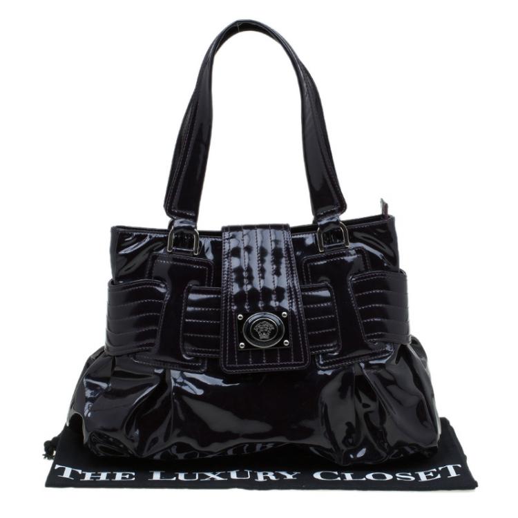 Pre Owned Versace Purple Patent Leather Vanite Tote
