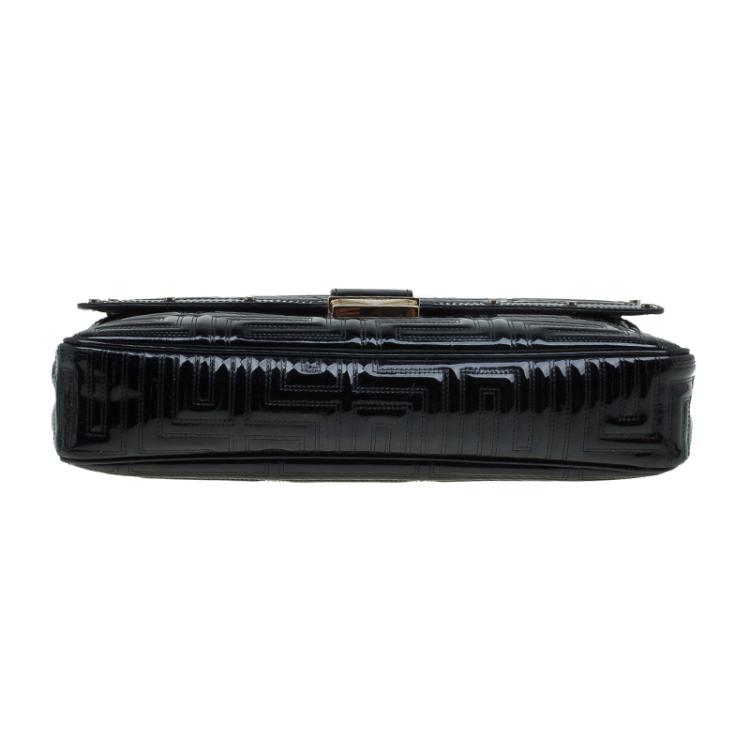 Pre Owned Versace Couture Black Quilted Patent Leather Shoulder Bag