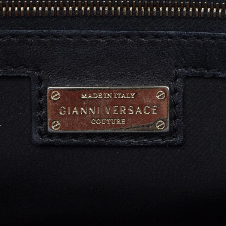 Pre Owned Versace Couture Black Quilted Patent Leather Shoulder Bag