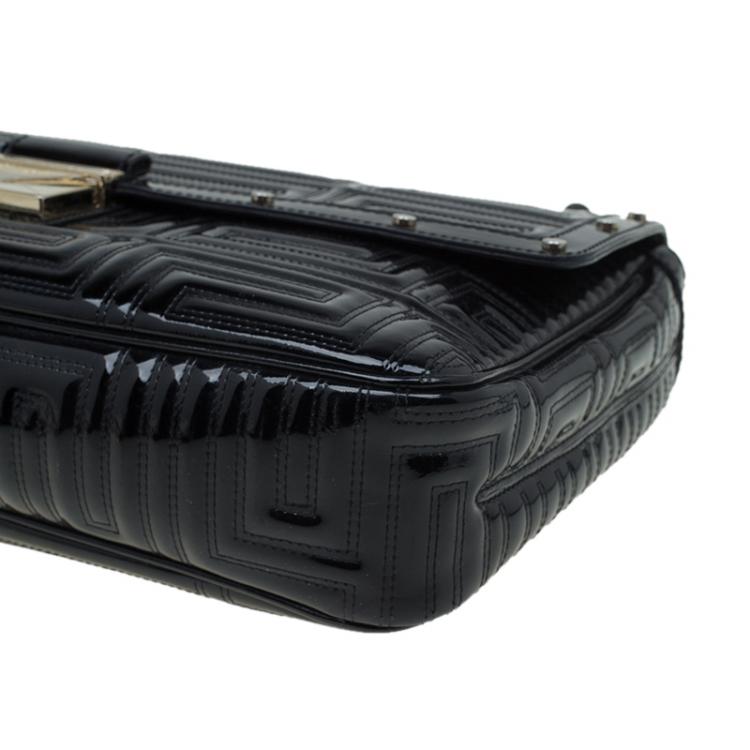 Pre Owned Versace Couture Black Quilted Patent Leather Shoulder Bag