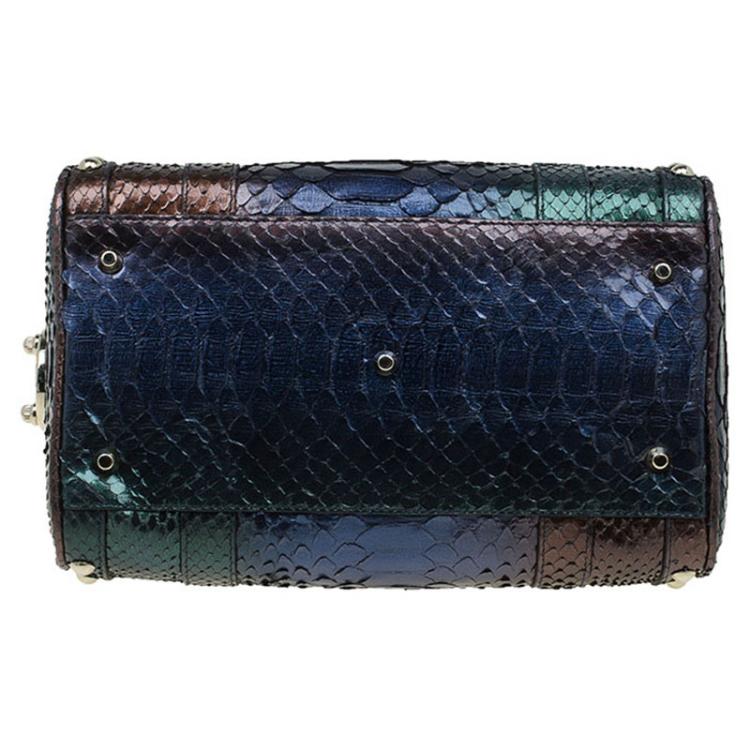 Pre Owned Versace Multicolor Ombre Python Madonna Bowler Bag