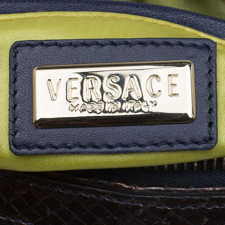 Pre Owned Versace Multicolor Ombre Python Madonna Bowler Bag