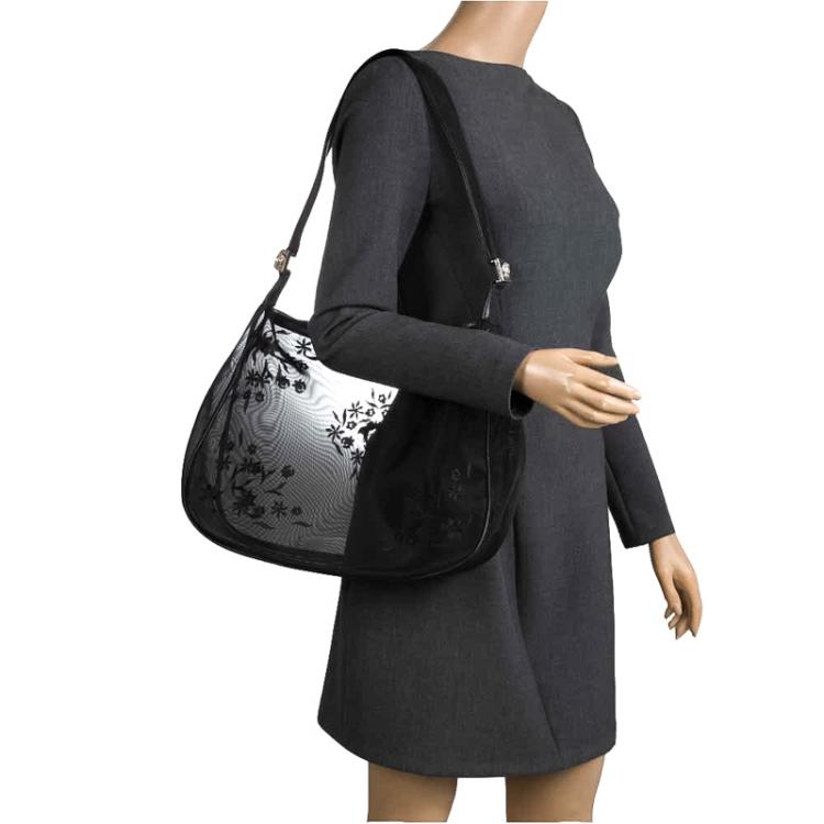 Pre Owned Versace Black Mesh Vintage Shoulder Bag