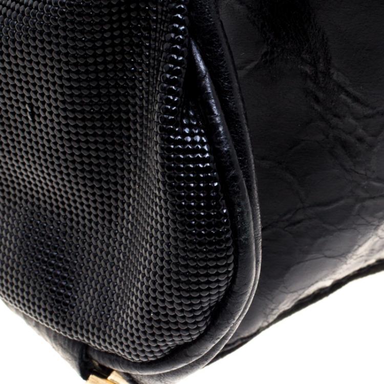 Pre Owned Versace Black Leather and Suede Satchel