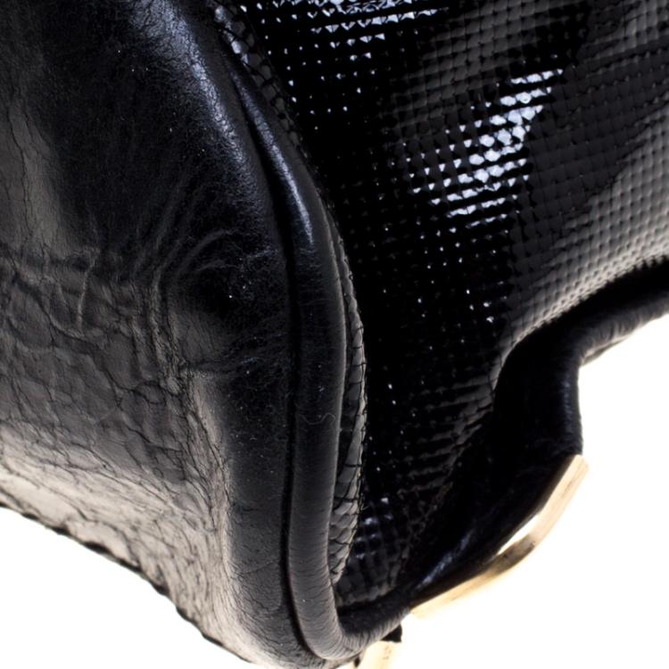 Pre Owned Versace Black Leather and Suede Satchel
