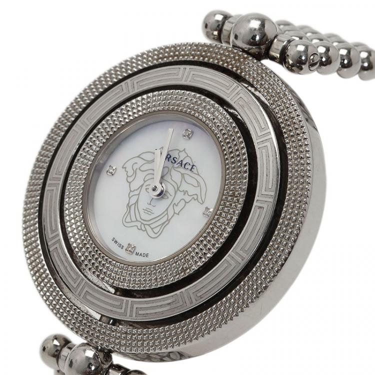 Pre Owned Versace Mother of Pearl Stainless Steel Eon Women's Wristwatch 39MM