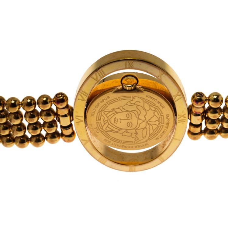 Pre Owned Versace White Gold-Plated Stainless Steel Eon Ellipse Women's Wristwatch 40MM