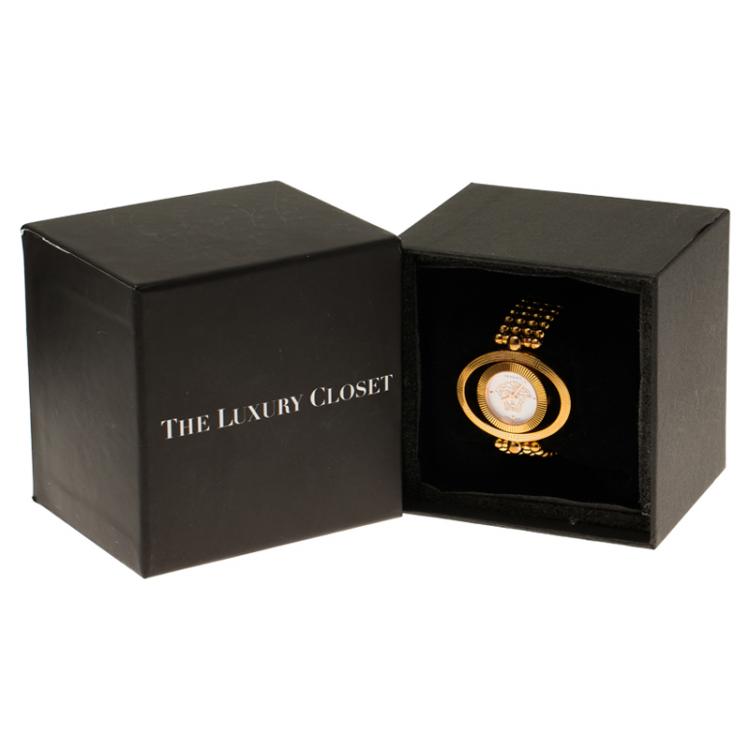 Pre Owned Versace White Gold-Plated Stainless Steel Eon Ellipse Women's Wristwatch 40MM