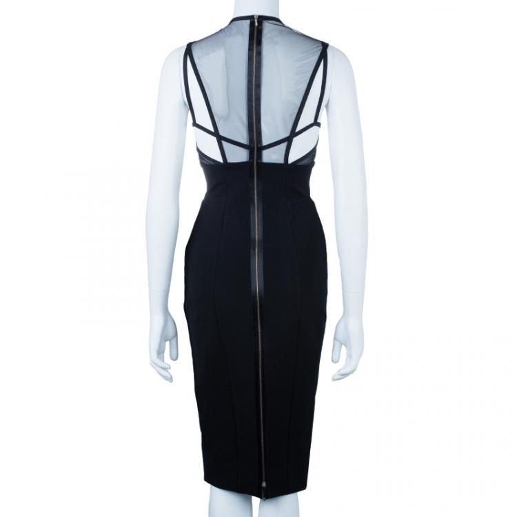 مملوكة مسبقًا Victoria Beckham Black Mesh Body-Con Dress S